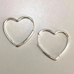 “LOVED” Engraved Heart Shape 925 Sterling Silver Hoop Earrings Gift Love New